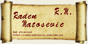 Raden Matošević vizit kartica